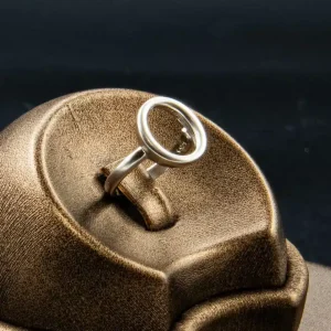 نمای سه گوش انگشتر نقره مینیمال طرح حلقه باز کد WR-128