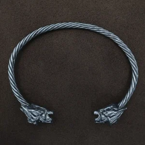 دستبند نقره مردانه با سر شیر