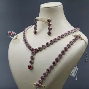 سرویس نگین دار زنانه نقره - یاقوت سرخ