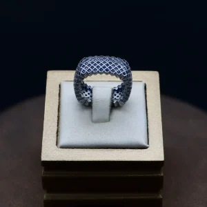 حلقه نگین دار نقره زنانه - طرح پرنس