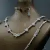 سرویس نگین دار نقره زنانه - طرح گل پنج پر