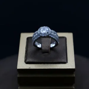 انگشتر نگین دار نقره زنانه - حلقه سولیتر