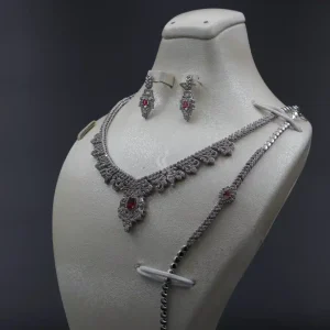 سرویس نگین دار زنانه نقره - یاقوت