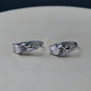 گوشواره نگین دار نقره زنانه - طرح حلقه