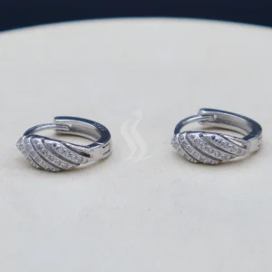 گوشواره نگین دار نقره زنانه - طرح حلقه