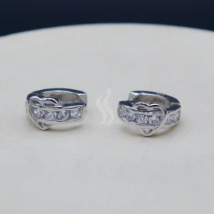 گوشواره نگین دار نقره زنانه - طرح حلقه