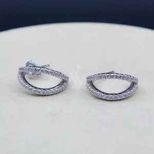 گوشواره نگین دار نقره زنانه - طرح حلقه