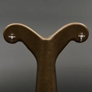 گوشواره نگین دار نقره زنانه - طرح صلیب