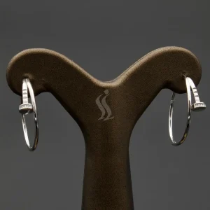 گوشواره نگین دار نقره زنانه - طرح میخ