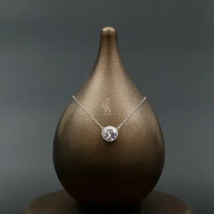 گردنبند نگین دار نقره زنانه - طرح تک نگین درشت