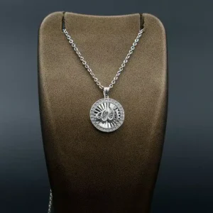 پلاک نگین دار نقره - طرح الله