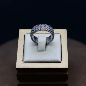 حلقه نگین دار نقره زنانه - طرح پرنس