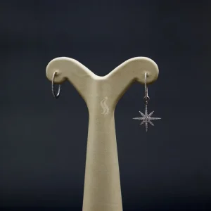 گوشواره نگین دار نقره زنانه - طرح ستاره