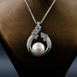 نیم ست نقره زنانه - نگین مروارید پرورشی