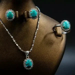 نیم ست نقره زنانه - فیروزه نیشابور