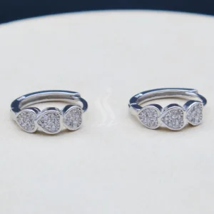 گوشواره نگین دار نقره زنانه - طرح حلقه