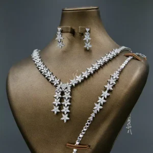 سرویس نگین دار نقره زنانه - طرح ستاره