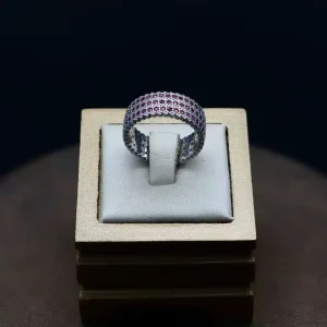 حلقه نگین دار نقره زنانه - طرح پرنس