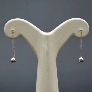 گوشواره نگین دار نقره زنانه - طرح بخیه