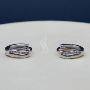 گوشواره نگین دار نقره زنانه - طرح حلقه