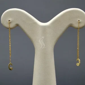 گوشواره نگین دار نقره زنانه - طرح بخیه