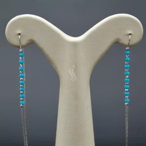 گوشواره نگین دار نقره زنانه - طرح بخیه