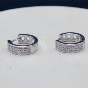 گوشواره نگین دار نقره زنانه - طرح حلقه