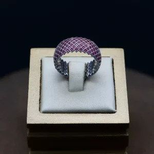 حلقه نگین دار نقره زنانه - طرح پرنس