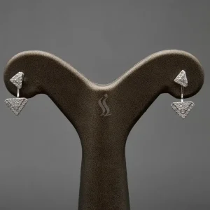 گوشواره نگین دار نقره زنانه - طرح مثلث