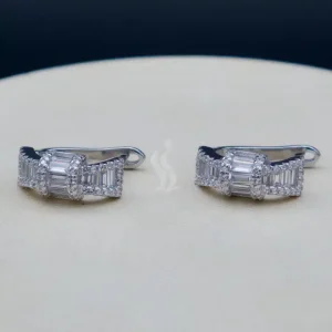 گوشواره نگین دار نقره زنانه - طرح حلقه