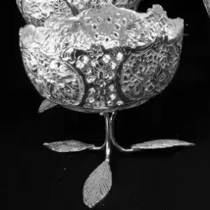 آجیل خوری پایه کوتاه نقره - طرح گل مرغ