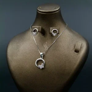 نیم ست نگین دار نقره زنانه - طرح پروانه