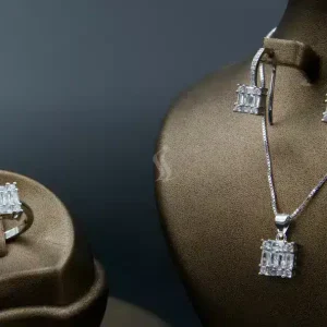 نیم ست نقره زنانه - نگین دار