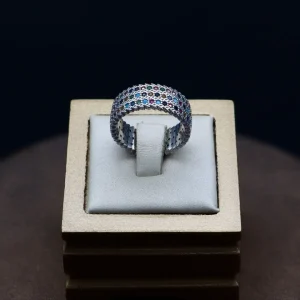 حلقه نگین دار نقره زنانه - طرح پرنس