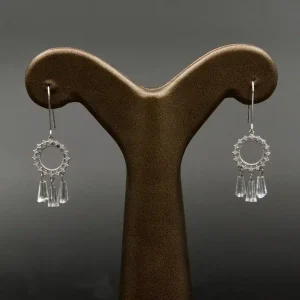 گوشواره نگین دار نقره زنانه - طرح کریستالی