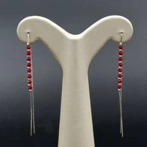 گوشواره نگین دار نقره زنانه - طرح بخیه