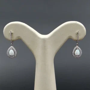 گوشواره نگین دار نقره زنانه - طرح اشک