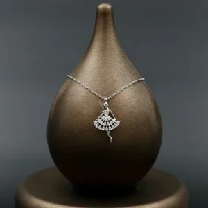 گردنبند نگین دار نقره زنانه - طرح بالرین