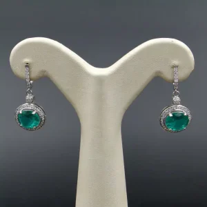 گوشواره نگین دار نقره زنانه - طرح زمرد