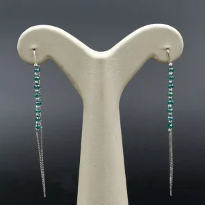 گوشواره نگین دار نقره زنانه - طرح بخیه