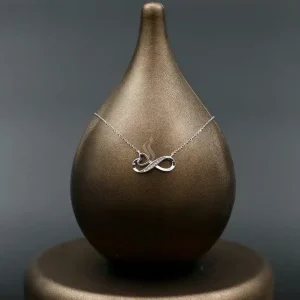 گردنبند نگین دار نقره زنانه - طرح بی نهایت