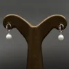 گوشواره نگین دار نقره زنانه - طرح مروارید