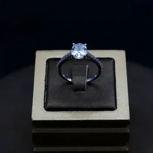 انگشتر نگین دار نقره زنانه - سولیتر