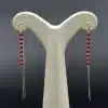 گوشواره نگین دار نقره زنانه - طرح بخیه