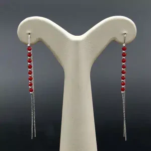 گوشواره نگین دار نقره زنانه - طرح بخیه