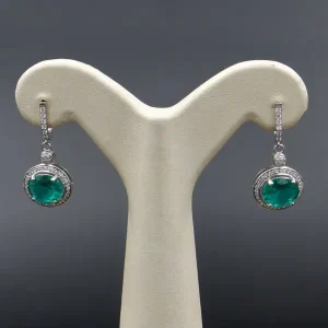 گوشواره نگین دار نقره زنانه - طرح زمرد