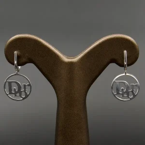 گوشواره نگین دار نقره زنانه - طرح دایره ای