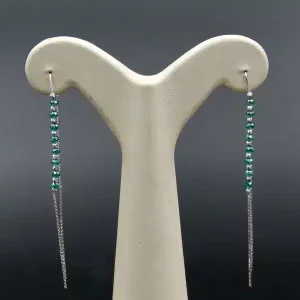 گوشواره نگین دار نقره زنانه - طرح بخیه