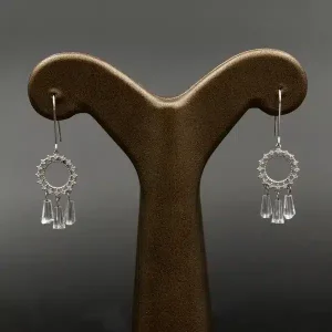 گوشواره نگین دار نقره زنانه - طرح کریستالی