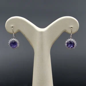 گوشواره نگین دار نقره زنانه - طرح دایره ای